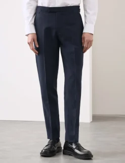 Wool Linen Blend Slub Suit Trousers