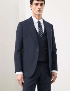Wool Linen Blend Slub Suit Trousers