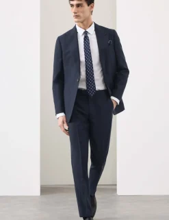 Wool Linen Blend Slub Suit Trousers