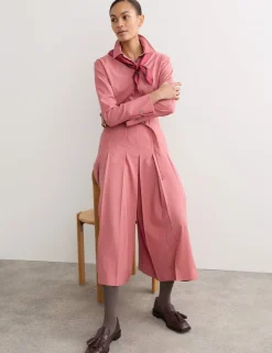 Wool Rich Belted Wide Leg Culottes