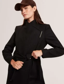 Wool Rich Belted Wrap Coat with Cashmere