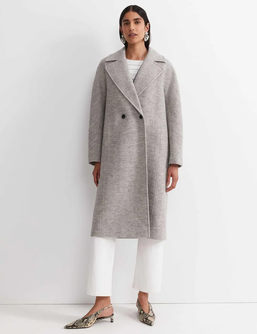 Wool Rich Bouclé Oversized Double Breasted Coat