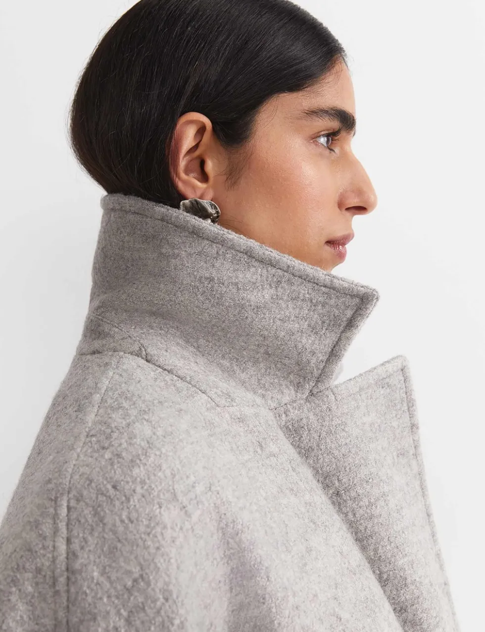 Wool Rich Bouclé Oversized Double Breasted Coat