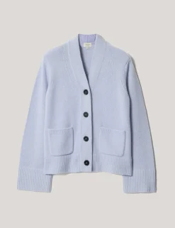 Wool Rich Chunky V-Neck A-Line Cardigan
