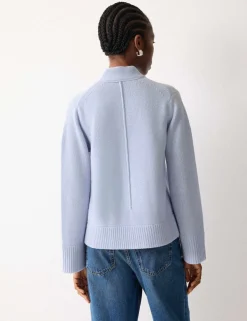 Wool Rich Chunky V-Neck A-Line Cardigan