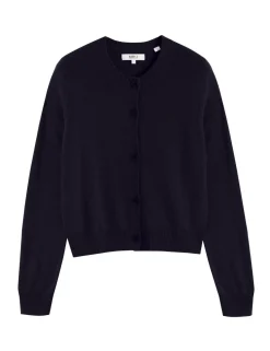 Wool Rich Crew Neck Cardigan with Cashmere