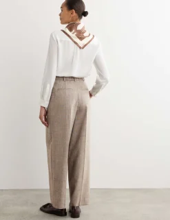 Wool Rich High Waisted Straight Leg Trousers