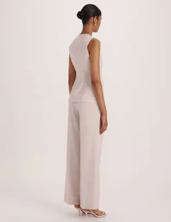 Wool Rich Pleat Front Straight Leg Trousers