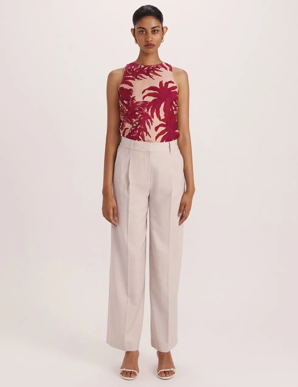 Wool Rich Pleat Front Straight Leg Trousers