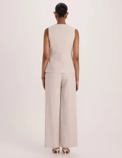 Wool Rich Pleat Front Straight Leg Trousers