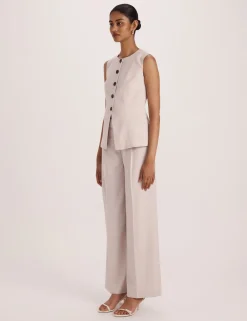 Wool Rich Pleat Front Straight Leg Trousers