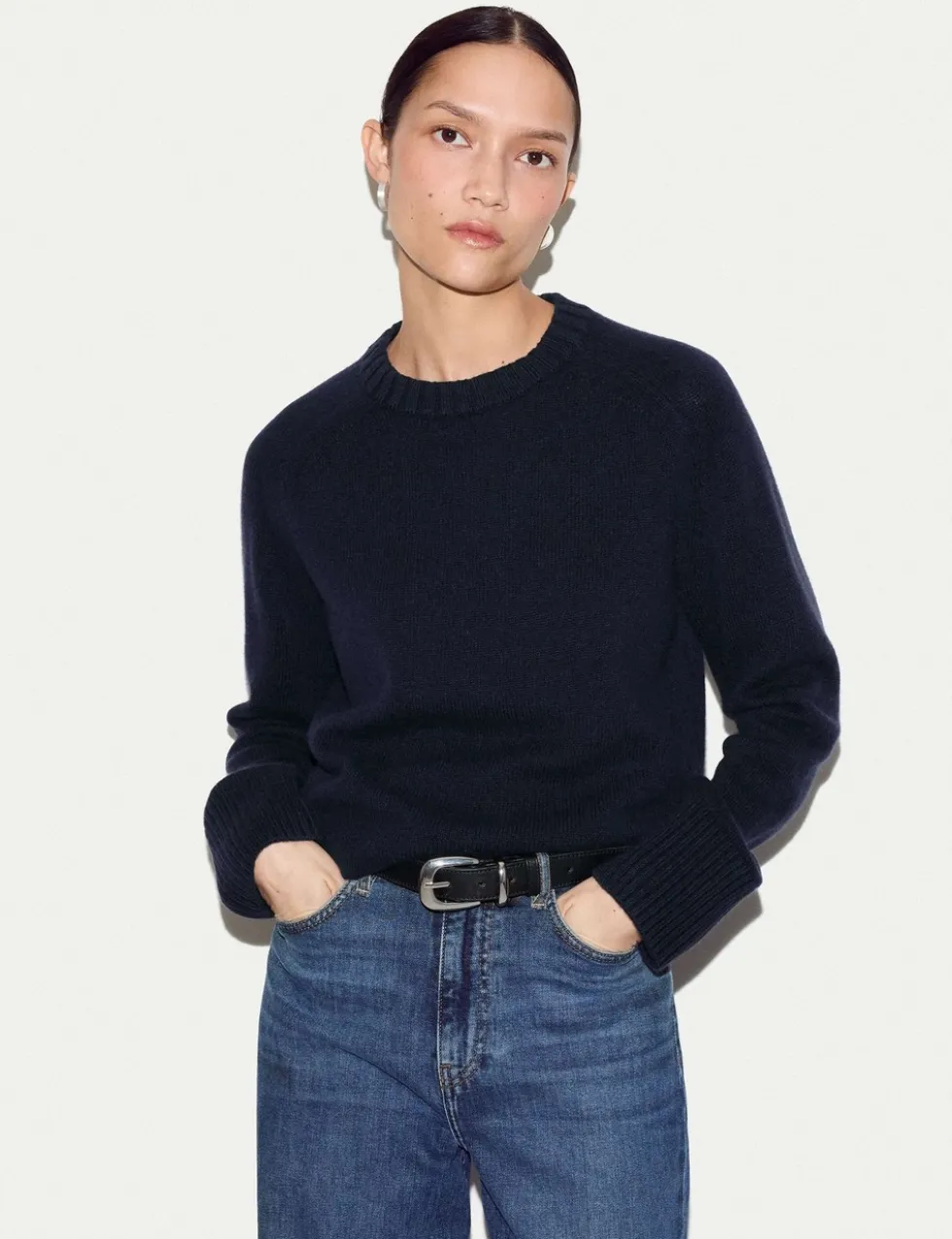 Wool Rich Saddle Crew Neck Jumper