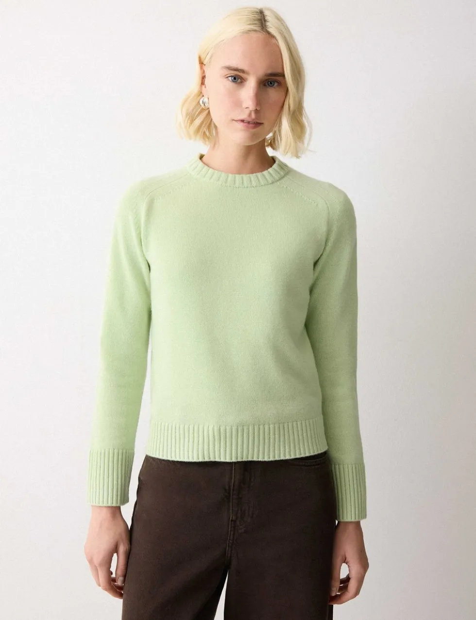 Wool Rich Saddle Crew Neck Jumper