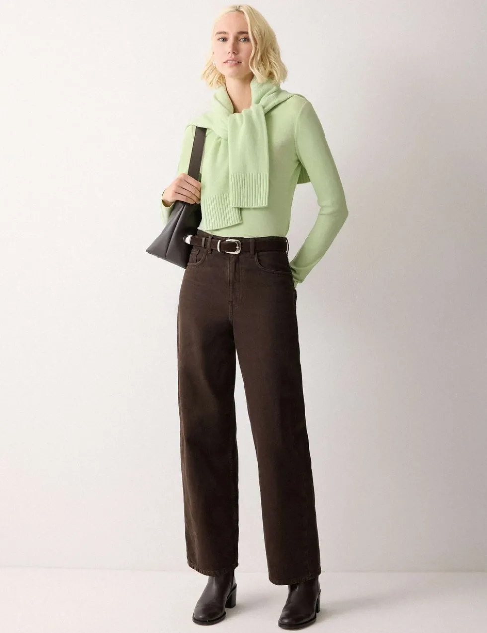 Wool Rich Saddle Crew Neck Jumper