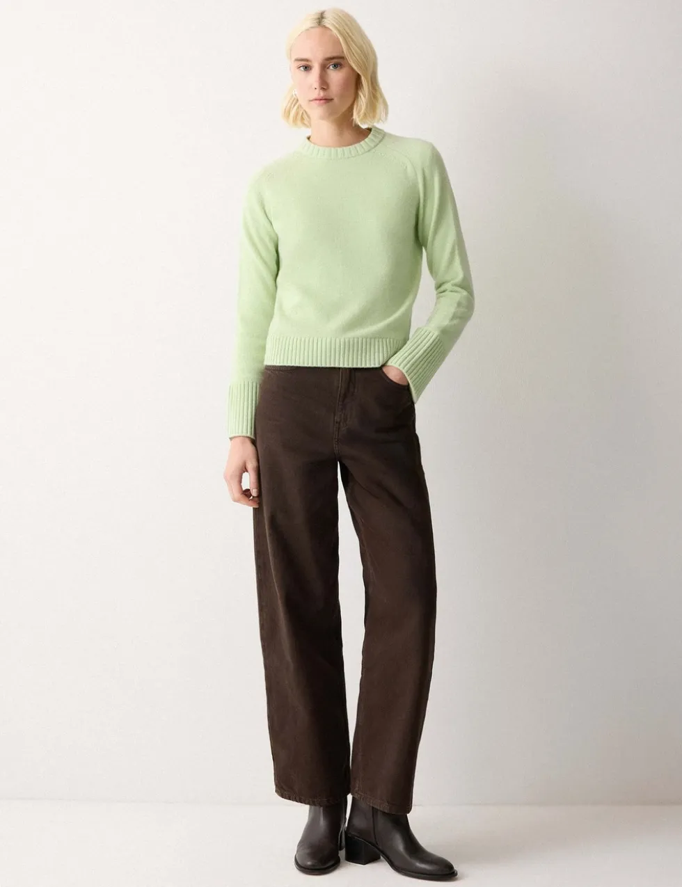 Wool Rich Saddle Crew Neck Jumper