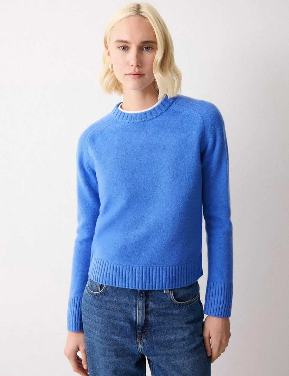 Wool Rich Saddle Crew Neck Jumper