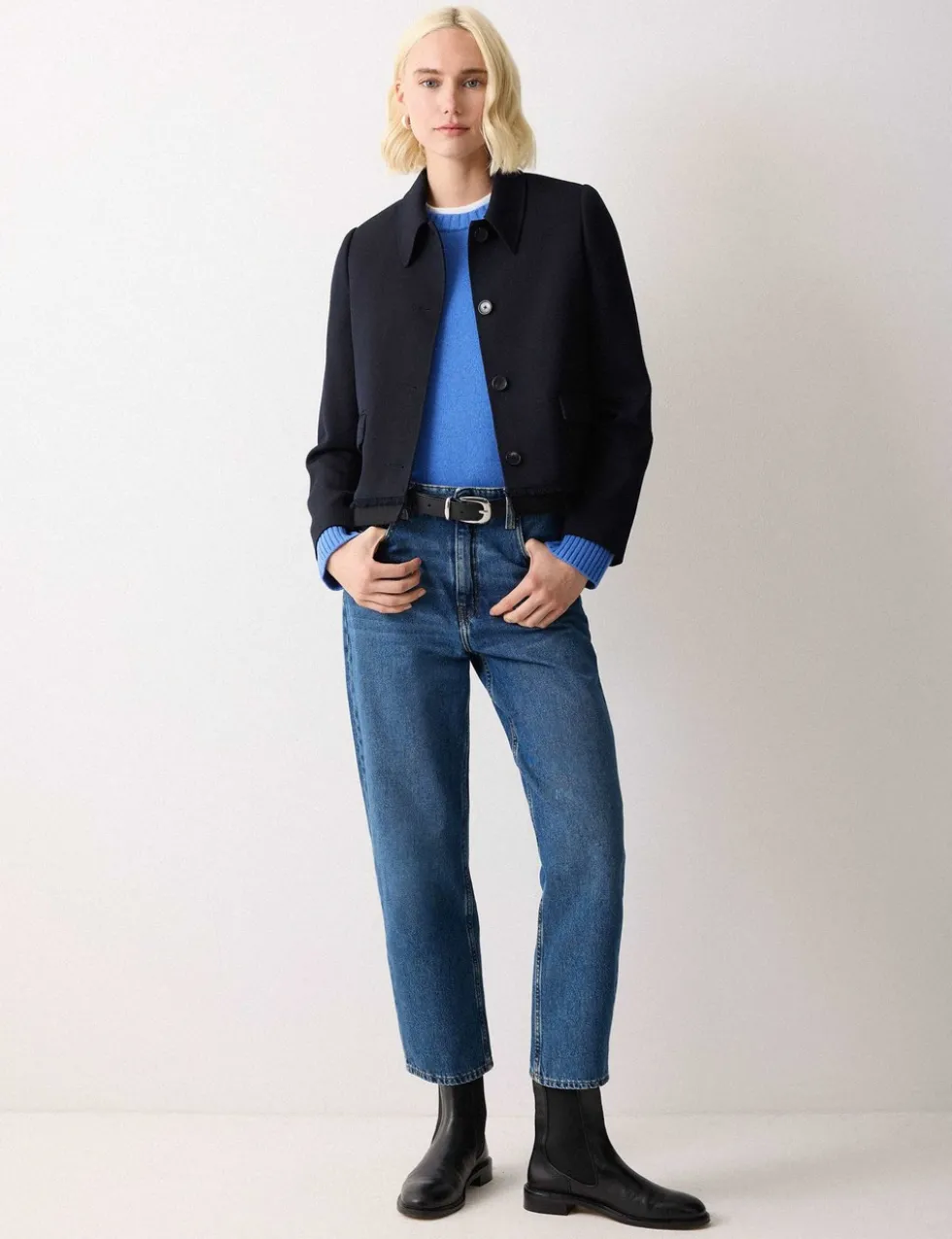 Wool Rich Saddle Crew Neck Jumper
