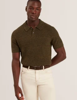 Wool Rich Textured Knitted Polo Shirt