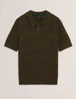 Wool Rich Textured Knitted Polo Shirt