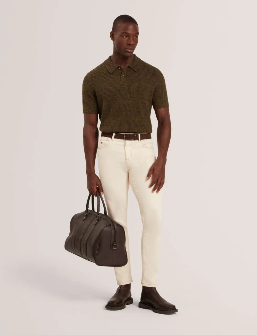 Wool Rich Textured Knitted Polo Shirt