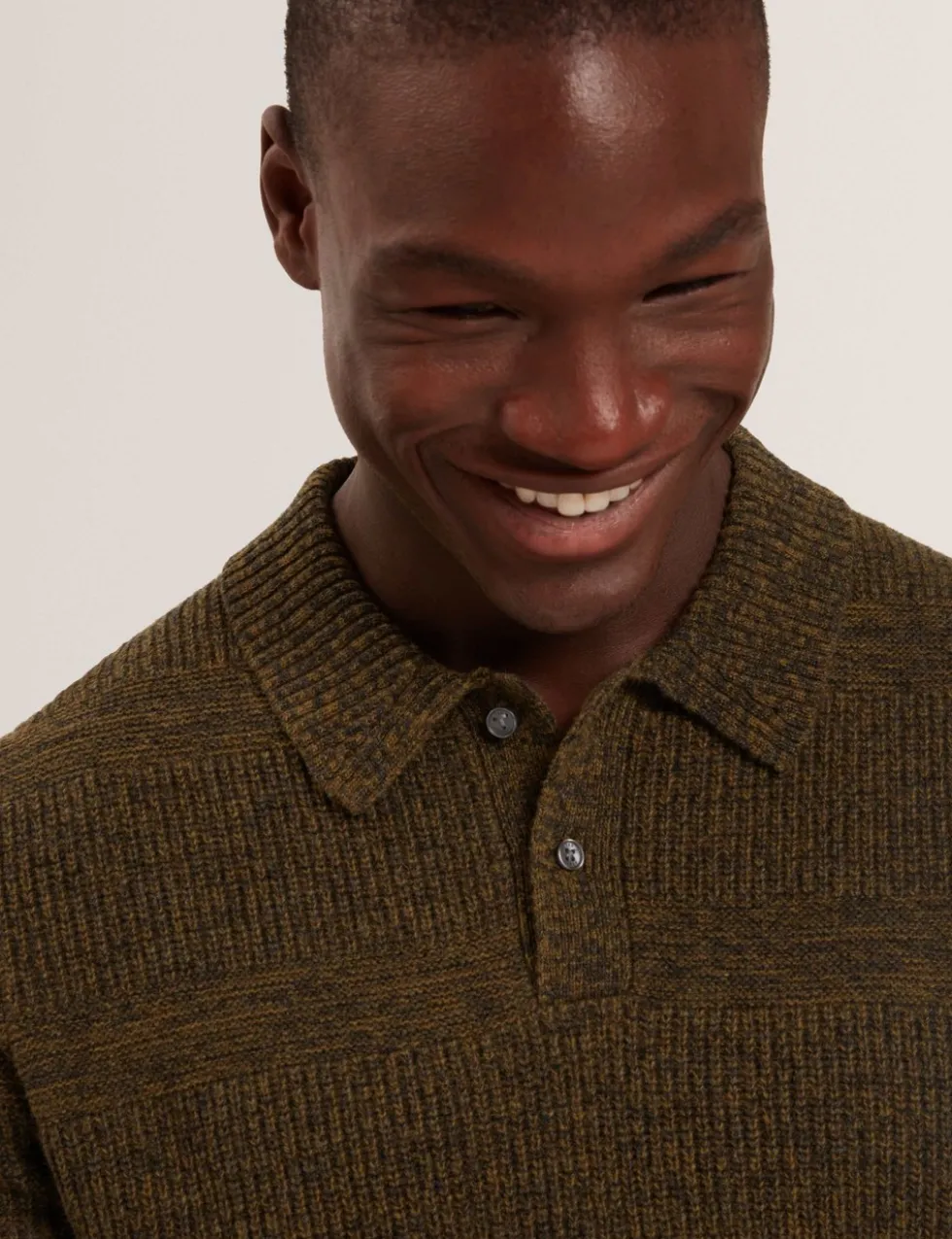 Wool Rich Textured Knitted Polo Shirt