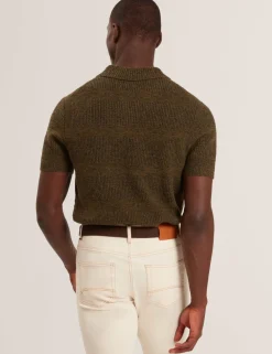 Wool Rich Textured Knitted Polo Shirt