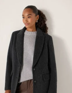 Wool Rich Textured Longline Coat