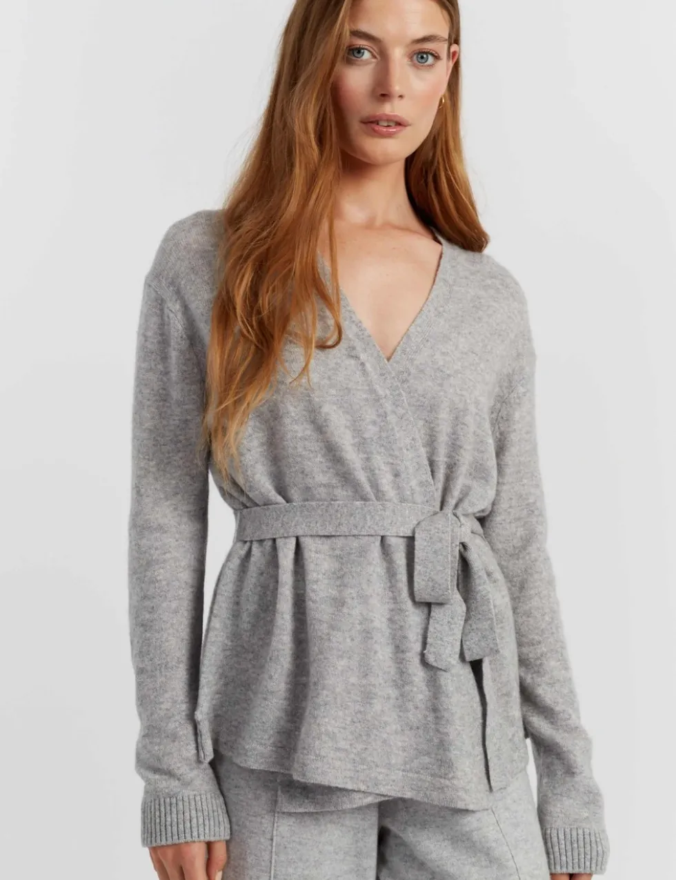 Wool Rich Wrap Relaxed Cardigan with Cashmere
