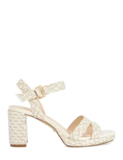 Woven Ankle Strap Block Heel Sandals