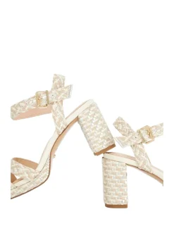 Woven Ankle Strap Block Heel Sandals