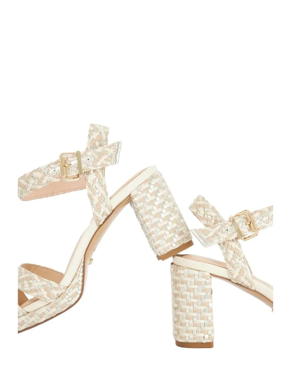 Woven Ankle Strap Block Heel Sandals