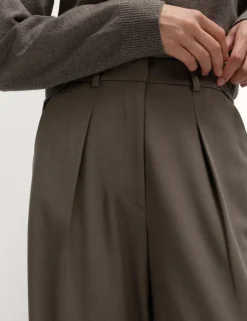 Woven Barrel Leg Trousers with Stretch
