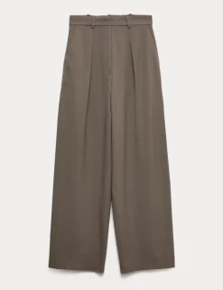 Woven Barrel Leg Trousers with Stretch