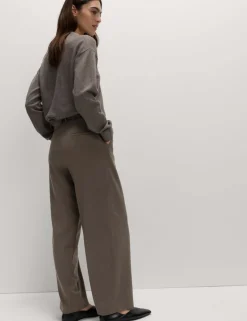 Woven Barrel Leg Trousers with Stretch