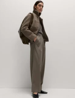 Woven Barrel Leg Trousers with Stretch