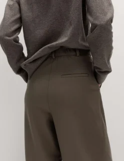 Woven Barrel Leg Trousers with Stretch