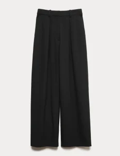 Woven Barrel Leg Trousers with Stretch