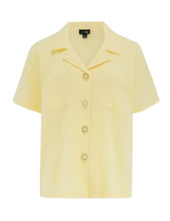 Woven Double Cloth Revere Collar Shirt and Short Pyjama Set