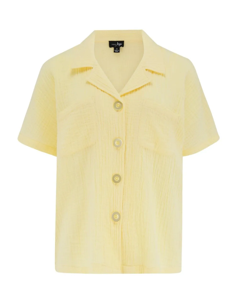 Woven Double Cloth Revere Collar Shirt and Short Pyjama Set