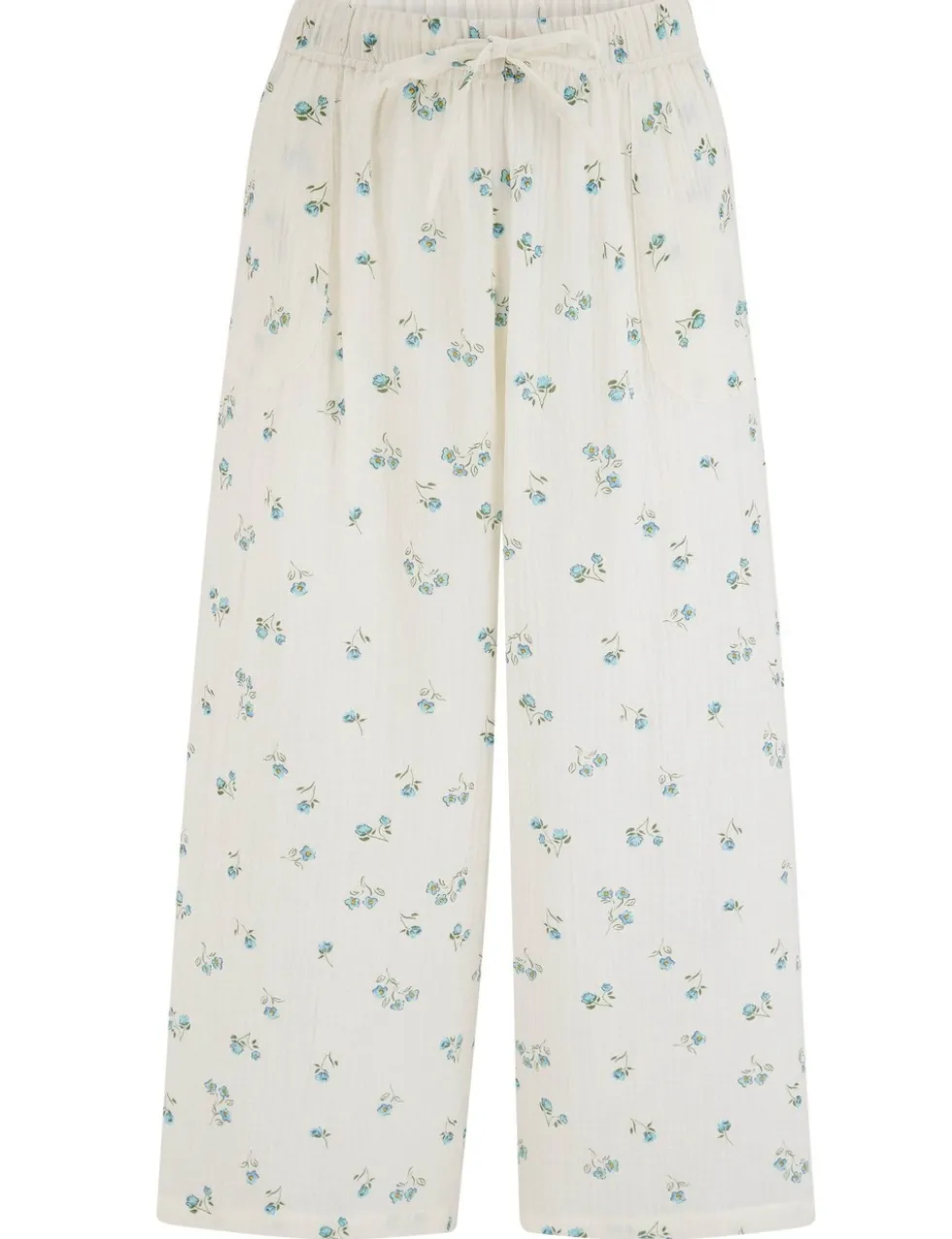 Woven Double Cloth Revere Collar Shirt & Cropped Trouser Pyjama Set