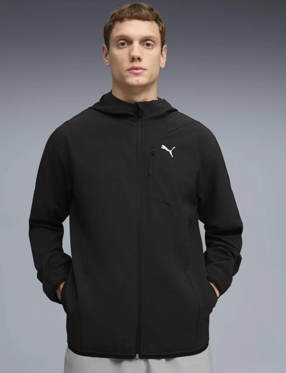 Woven Hooded Sports Jacket with Stretch