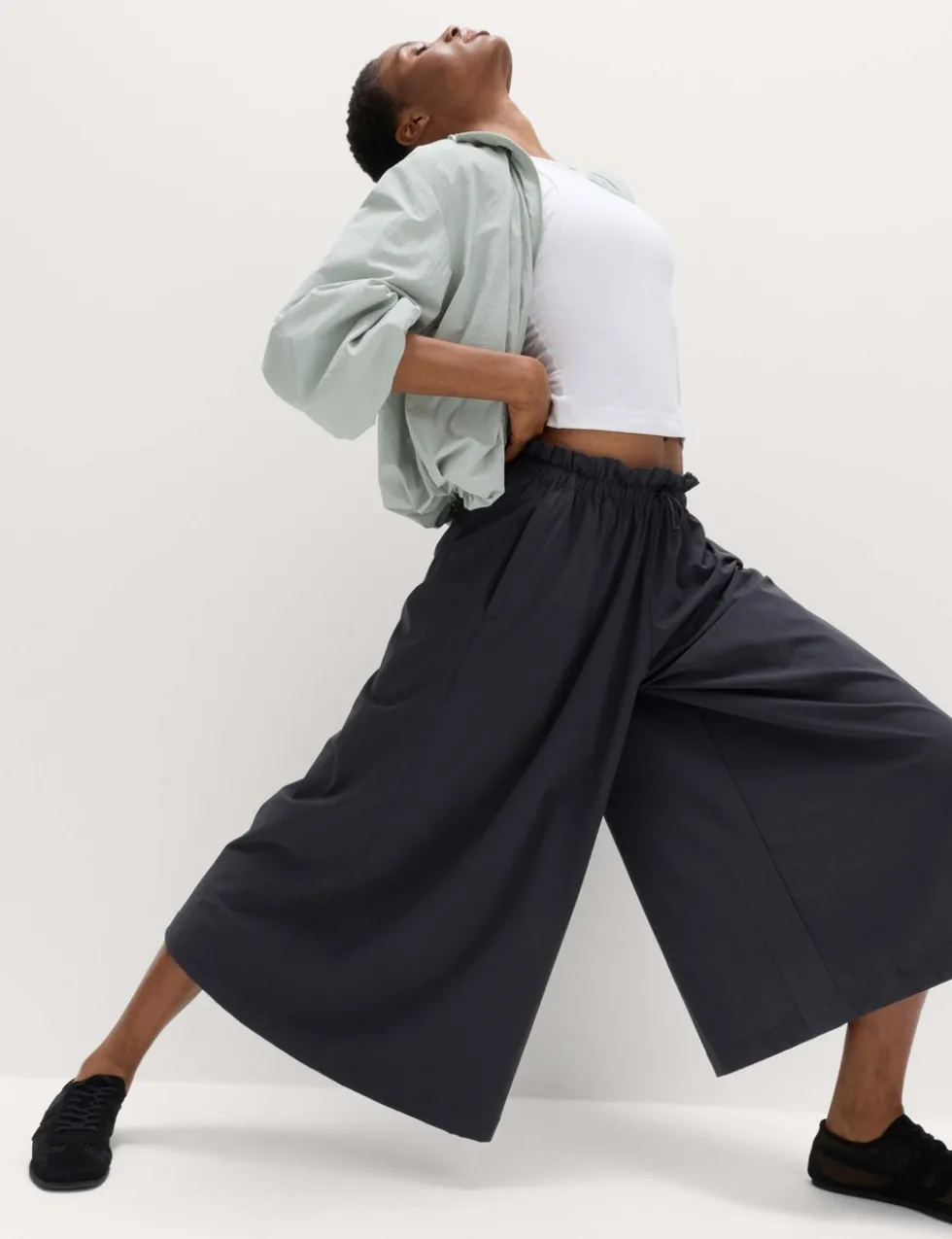 Woven Lightweight High Waisted Wide Leg Culottes