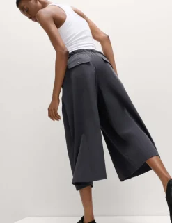 Woven Lightweight High Waisted Wide Leg Culottes