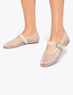 Woven Mesh Detail Flat Ballet Pumps