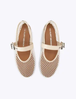 Woven Mesh Detail Flat Ballet Pumps