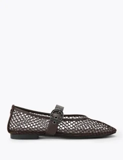 Woven Mesh Detail Flat Ballet Pumps