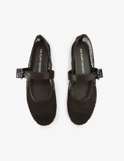 Woven Mesh Detail Flat Ballet Pumps