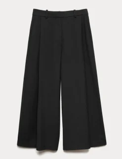 Woven Pleated Wide Leg Culottes