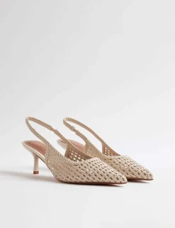 Woven Slingback Pointed Court Heels