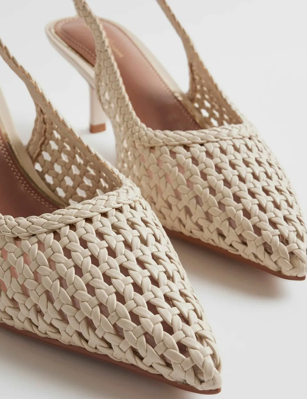 Woven Slingback Pointed Court Heels